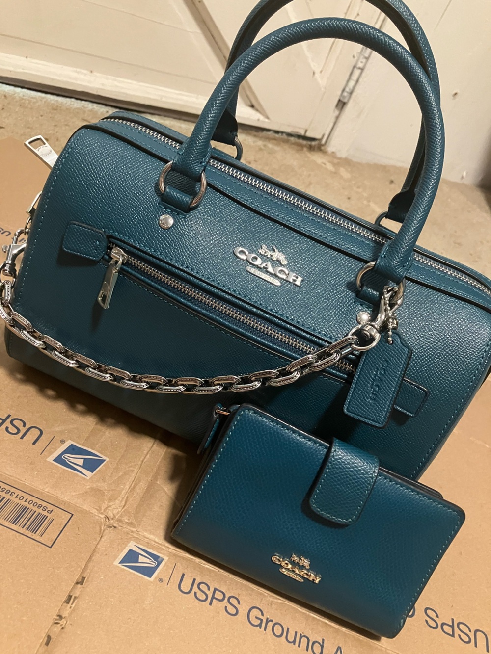 Coach Teal Satchel And Wallet